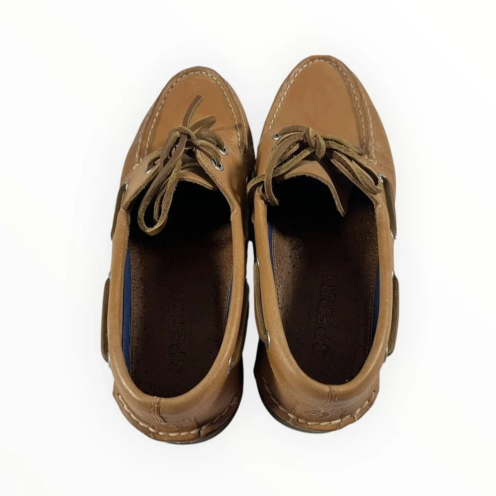 Sperry Authentic Original Boat Shoes Men's Tan Leather Lace Up Moc Toe Size 8